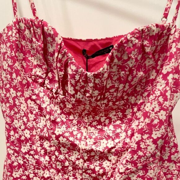 Zara Floral Printed Corset Style Pink Bodysuit.Size XL - Picture 8 of 15
